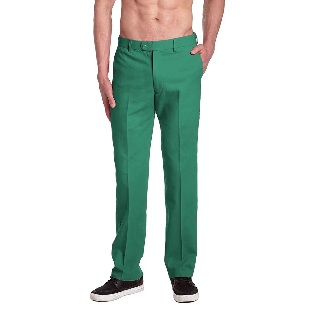 CONCITOR Mens 30x29 Dress Pants Cuffed Hem Terylene Rayon Emerald Green